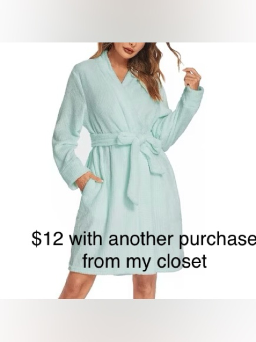 Baby Terry  Light aqua Wrap Robe with Waist Tie - Women's Lounge Robe